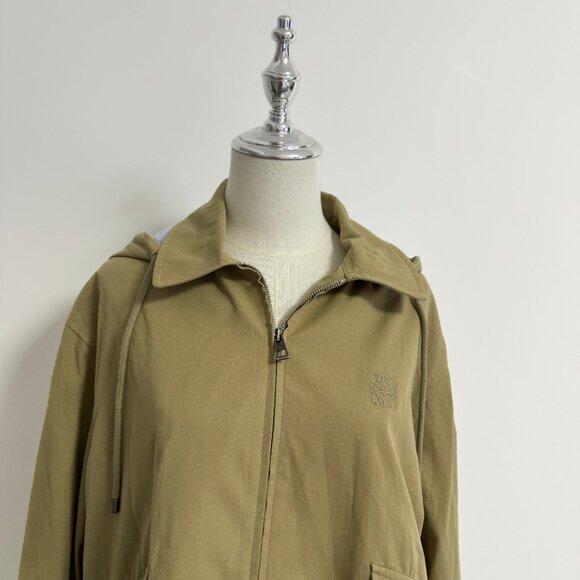 LOEWE Hooded striped poplin-paneled embroidered cotton-twill jacket - Picture 6 of 14